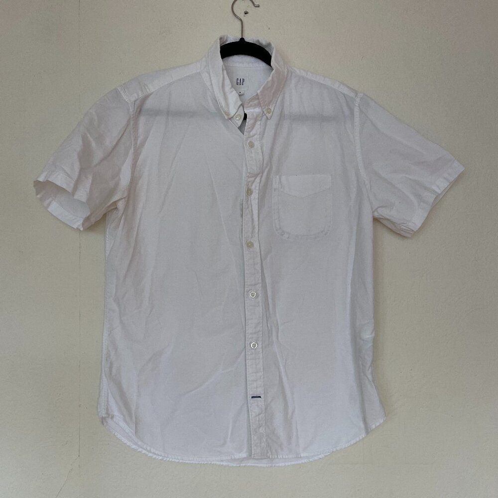Gap White Button Up Short Sleeve Shirt - Men's Medium